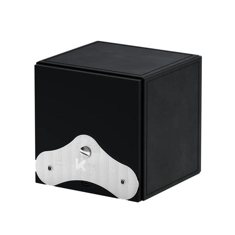 Swiss Kubik Single Watch Winder - Black Leather