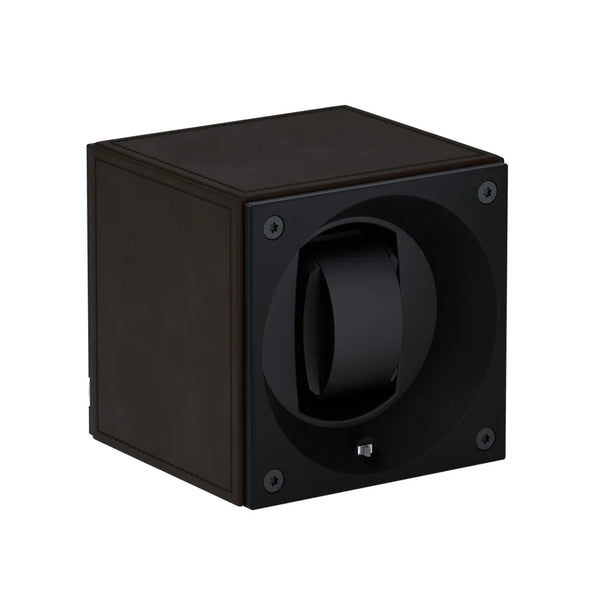 Swiss Kubik Single Watch Winder - Dark Brown Leather