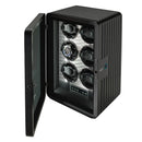Rapport Neo Six Watch Winder in Black - open door view showing six winding cups