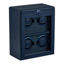 WOLF Earth 4 Piece Watch Winder in Midnight Blue - three-quarter closed view