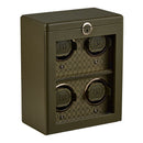 WOLF Earth 4 Piece Watch Winder in Olive - three-quarter closed view