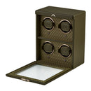 WOLF Earth 4 Piece Watch Winder in Olive - open door view