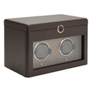 WOLF Earth Double Watch Winder in Coffee - three-quarter closed view
