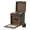 WOLF Earth Single Watch Winder in Coffee - open interior and removable travel case