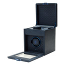 WOLF Earth Single Watch Winder in Midnight Blue - open with watch storage