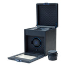 WOLF Earth Single Watch Winder in Midnight Blue - open with removable zip case