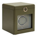 WOLF Earth Single Watch Winder in Olive - angled closed view