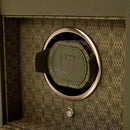 WOLF Earth Single Watch Winder Olive - winding cuff and recycled jacquard satin interior