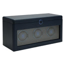 WOLF Earth Triple Watch Winder in Midnight Blue - three-quarter closed view
