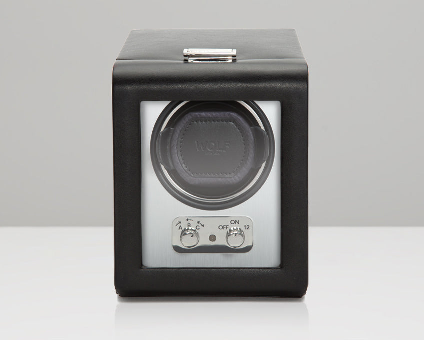 WOLF Brushed Metal Single Watch Winder with Cover Watch Winder