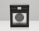 WOLF Brushed Metal Single Watch Winder with Storage