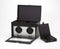 WOLF Brushed Metal Double Watch Winder with Cover and Storage