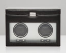 WOLF Brushed Metal Double Watch Winder with Cover and Storage