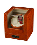 Diplomat Estate Burlwood Dual Watch Winder with Cream Leather Interior