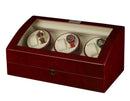 Diplomat Estate Cherry Wood Six Watch Winder with Cream Leather Interior