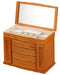 Diplomat Oak Wood Finish Jewelry Chest With 4 Drawers and 2 Side Doors