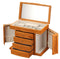 Diplomat Oak Wood Finish Jewelry Chest With 4 Drawers and 2 Side Doors