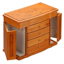 Diplomat Oak Wood Finish Jewelry Chest With 4 Drawers and 2 Side Doors