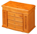 Diplomat Oak Wood Finish Jewelry Chest With 4 Drawers and 2 Side Doors