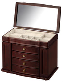 Diplomat Cherry Wood Finish Jewelry Chest With 4 Drawers and 2 Side Doors