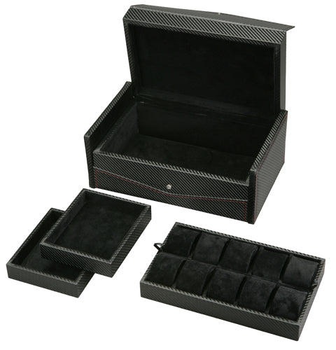 Carbon Fiber Watch Box w/ Removable Tray (10 Watches)