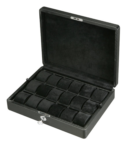 Carbon Fiber Watch Box with Lock & Key (18 Watches)