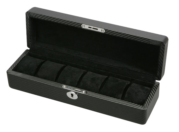 Carbon Fiber Watch Box with Lock & Key (6 Watches)