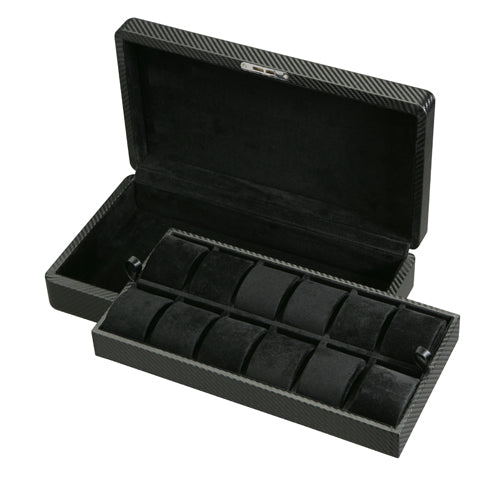 Carbon Fiber Watch Box with Lock & Key (12 Watches)