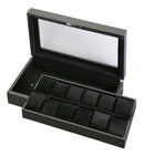 Carbon Fiber Watch Box with Viewing Window and Lock & Key (12 Watches)