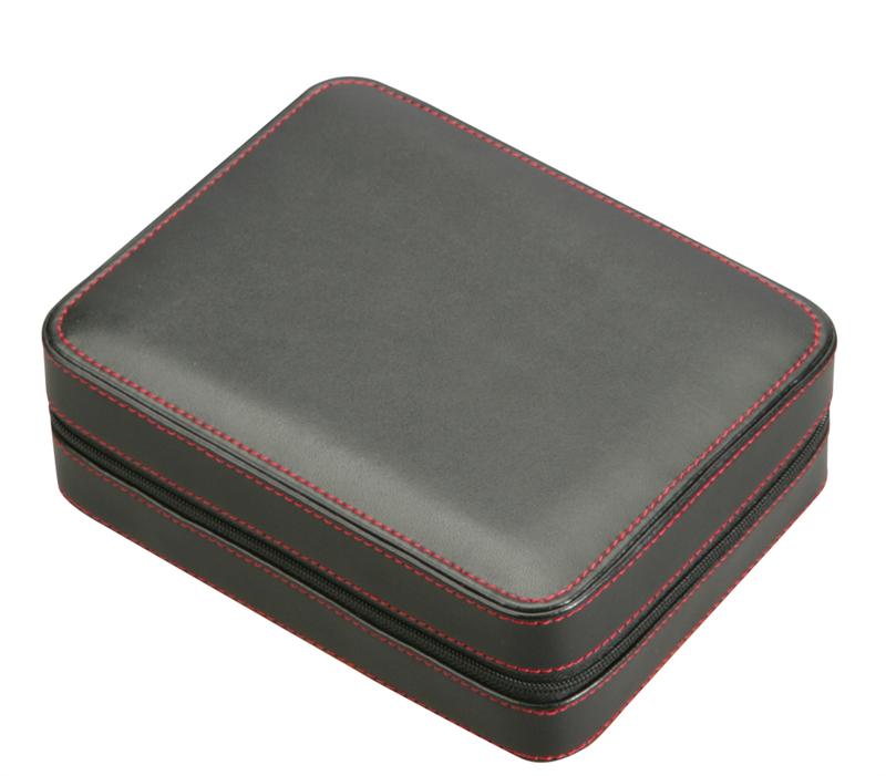 Travel Watch Case - Black Leather (4 Watches)