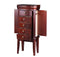 Diplomat Cherry Wood Finish Jewelry Armoire Charging Station with 5 Drawers and 2 Side Doors