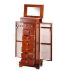 Diplomat Mahogany Wood Finish Jewelry Armoire Charging Station