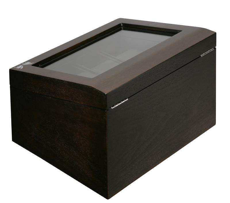 Volta 8 Watch Box with See Through Glass Window and Storage (Rustic Brown)