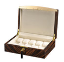 Volta Ebony Wood 10 Watch Case with Gold Accents (Cream Leather Interior)