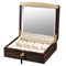 Volta Ebony Wood 8 Watch Case with Gold Accents and See Through Top (Cream Leather Interior)