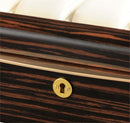 Volta Ebony Wood 8 Watch Case with Gold Accents and See Through Top (Cream Leather Interior)