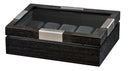 Volta Charcoal Wood Finish 10 Watch Case with See Through Top