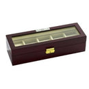 Diplomat Clear Top Window Watch Case for 5 Watches - Cherry Wood