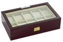 Diplomat Ten Watch Case With Black Leatherette Interior and Locking Lid Cherry