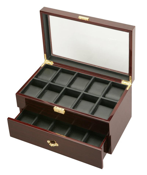 Diplomat Twenty Watch Case With Black Leatherette Interior and Locking Lid