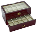 Diplomat Twenty Watch Case With Cream Leatherette Interior and Locking Lid- Cherry