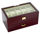 Diplomat Twenty Watch Case With Cream Leatherette Interior and Locking Lid- Cherry