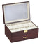 Diplomat Ten Watch Case with Cream Leatherette Interior and Drawer With Pen and Cufflink Storage Burlwood
