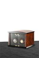 Elma Motion Corona 2 Double Watch winder - Burl Wood Piano Finish/Glass Doors