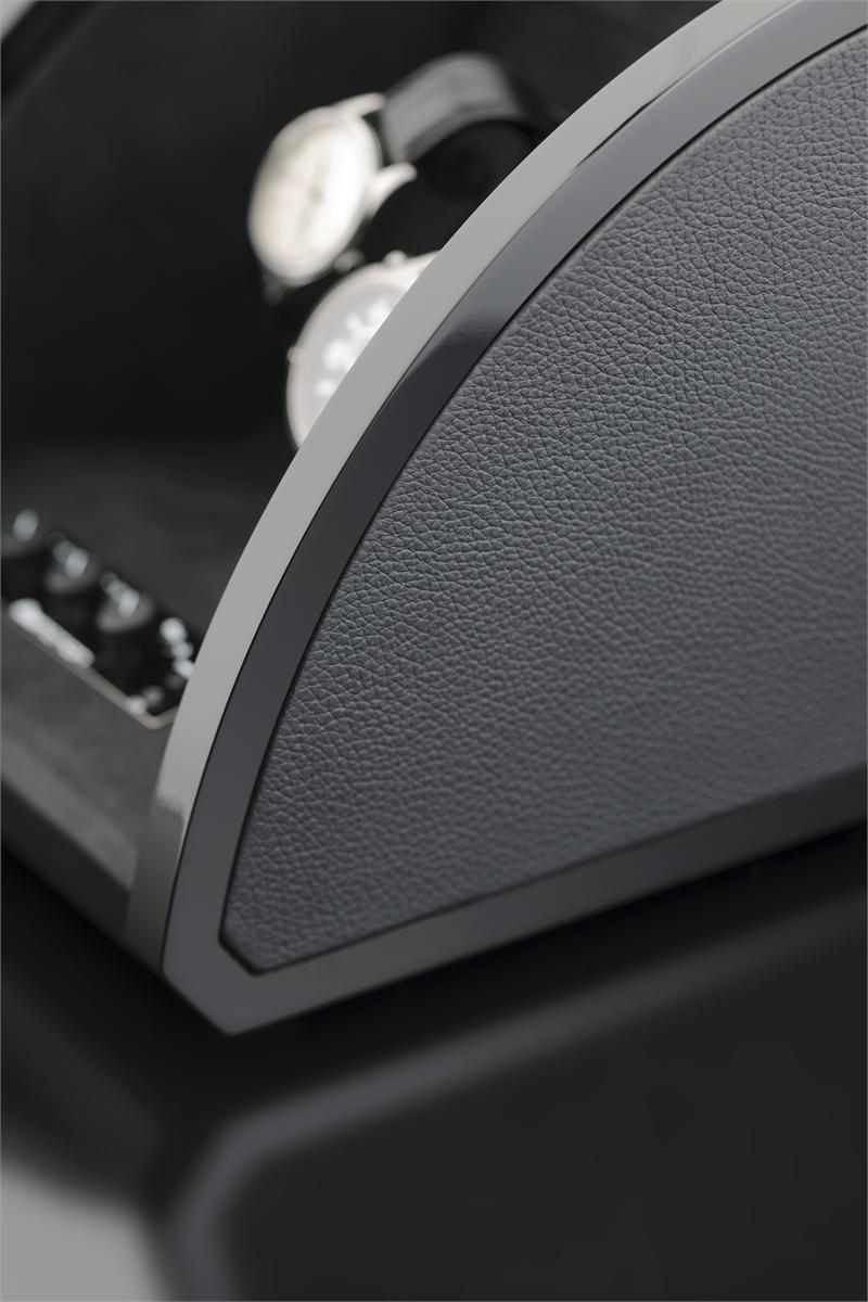 Elma Motion Style II Double Watch winder - High Gloss Black/Black Leather