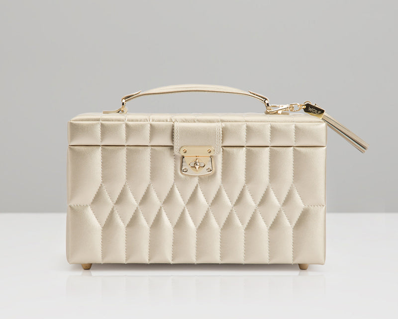 WOLF Caroline Medium Jewelry Case Champagne – Watch Winder Station