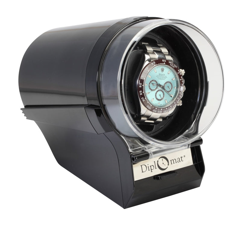 Diplomat Black Carbon Fiber Pattern Four Watch Winder & 16 Watch Addit –  Watch Box Co.