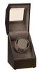Diplomat Black Leather Single Watch Winder with Gray Microfiber Suede Interior - Battery/AC Powered