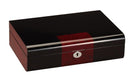 Diplomat Black Wood Finish Ten Watch Storage Case with Cherry Wood Finish Accents and Soft Microfiber Black Suede Interior