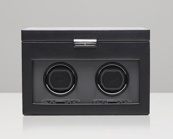 WOLF Viceroy Double Watch Winder with Cover, Storage and Travel Case